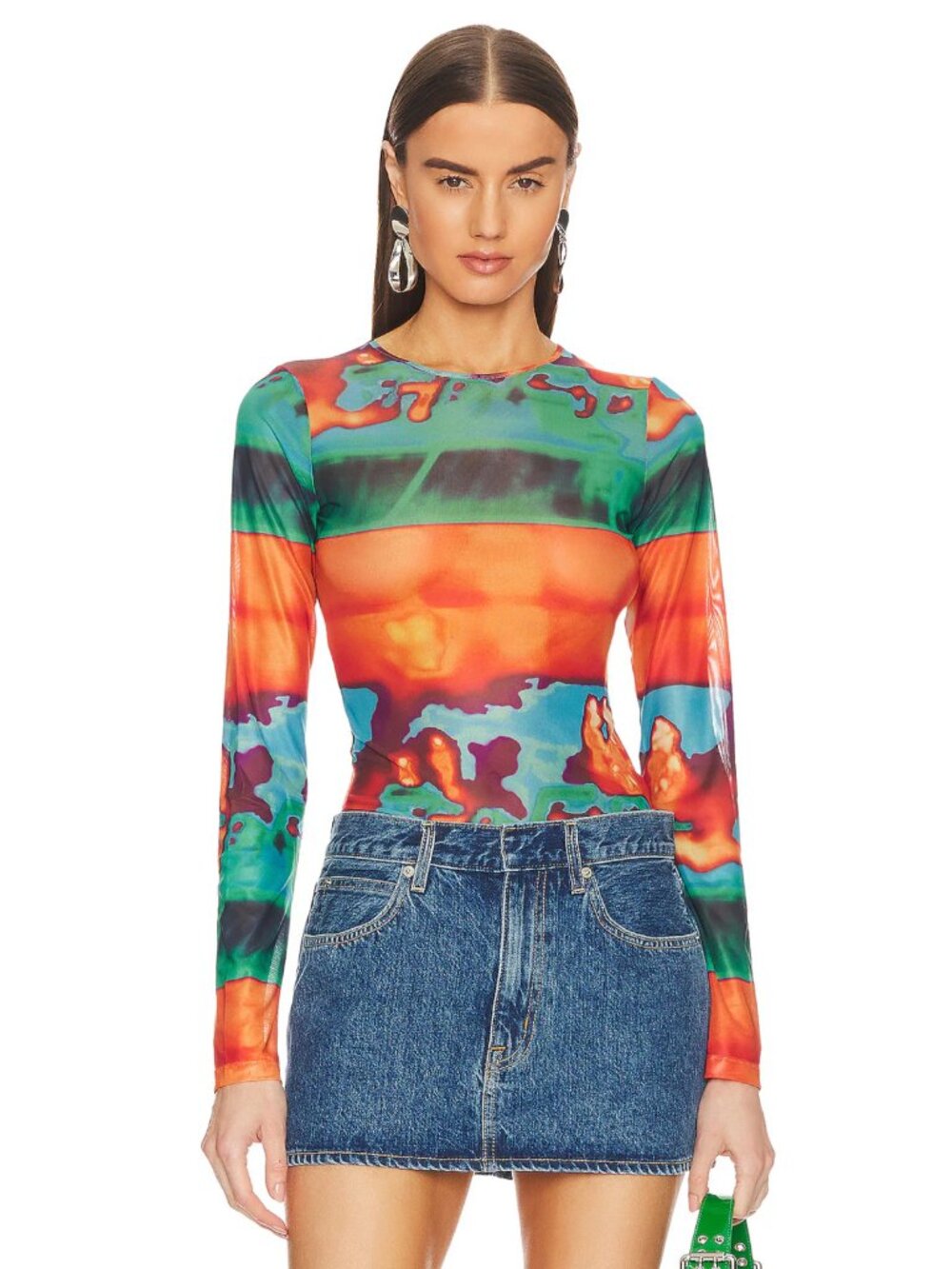MIAOU Long Sleeve Mesh Tee S $129